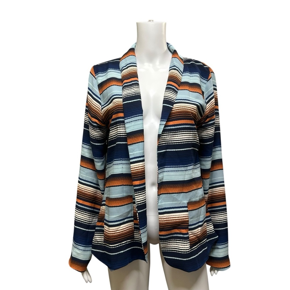 Cruel Denim Multicolor Stripe Open Front Blazer Size L
